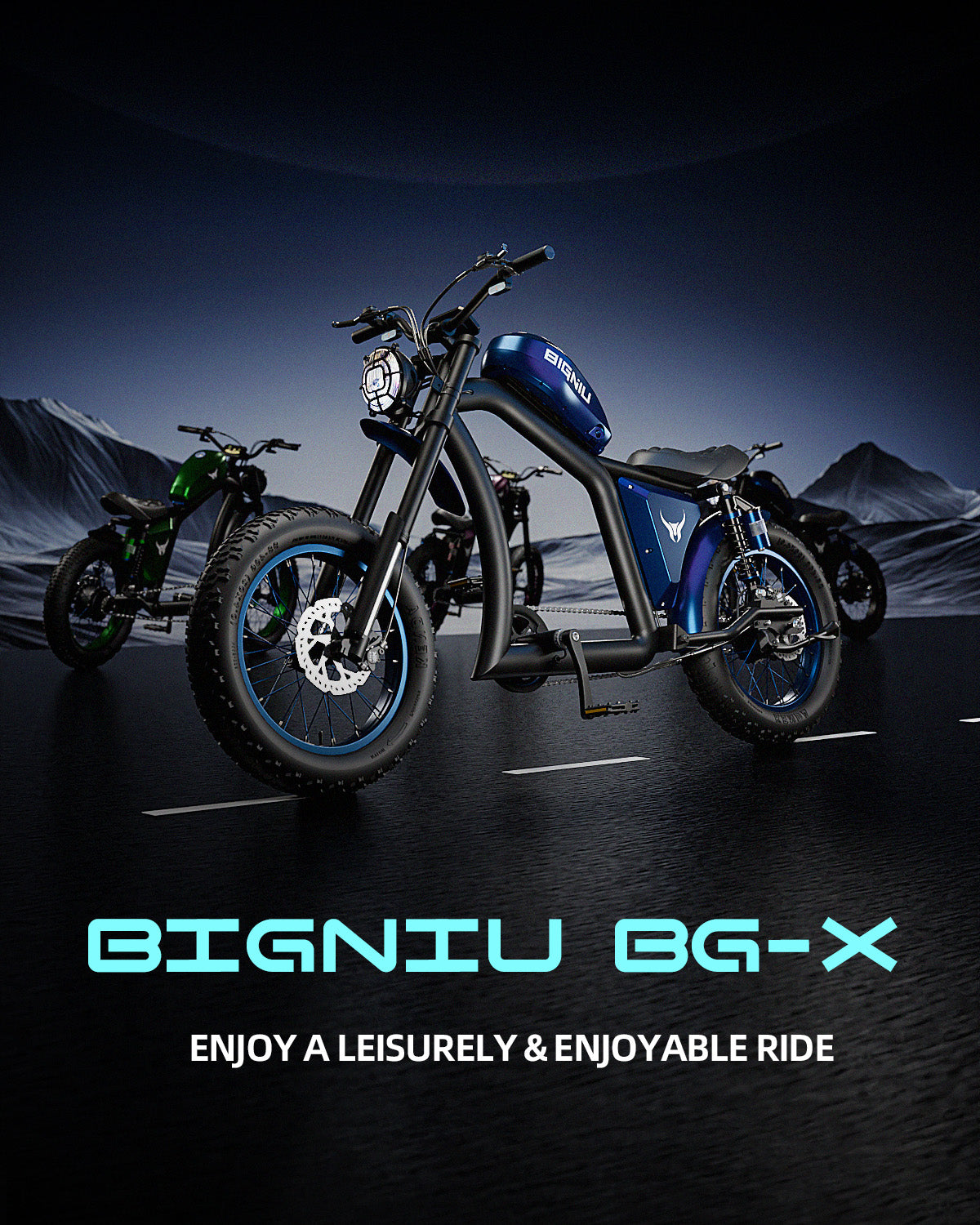 BIGNIU BG-X Electric Bike for Adults,740W Brushless Motor 48V/31.5Ah Up to 40 Miles E-Bike Front/Rear Turn Signal Dual Suspension Ebikes UL2849 Blue