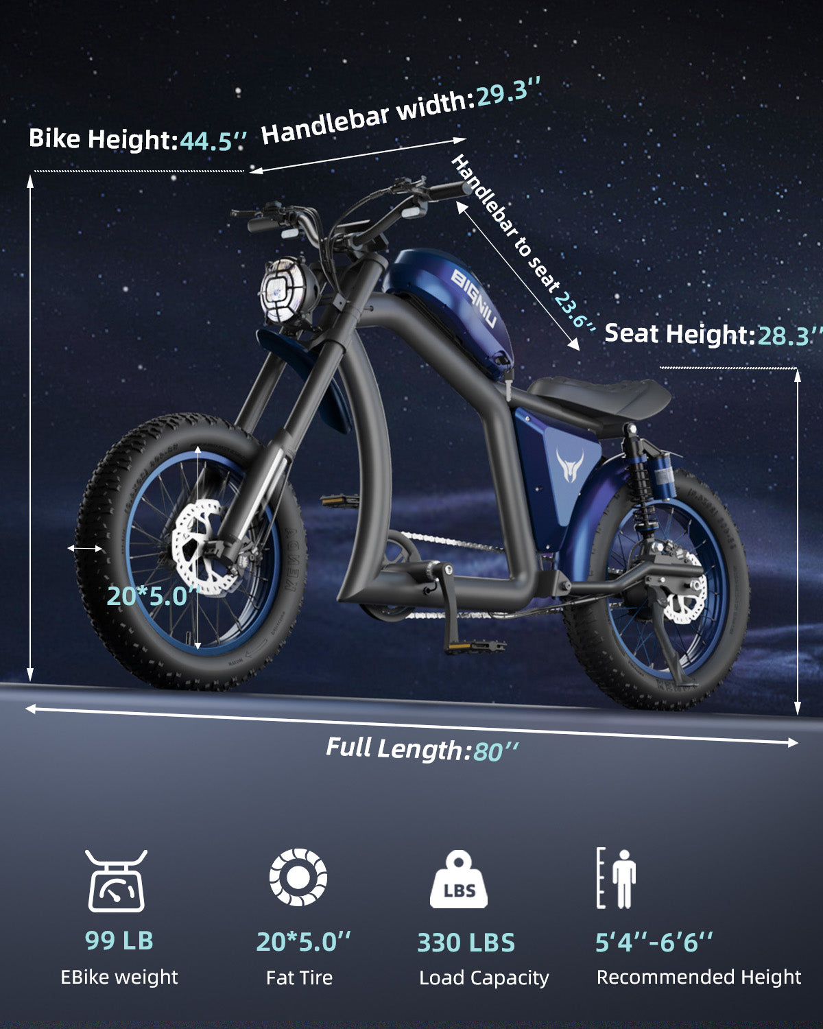BIGNIU BG-X Electric Bike for Adults,740W Brushless Motor 48V/31.5Ah Up to 40 Miles E-Bike Front/Rear Turn Signal Dual Suspension Ebikes UL2849 Blue