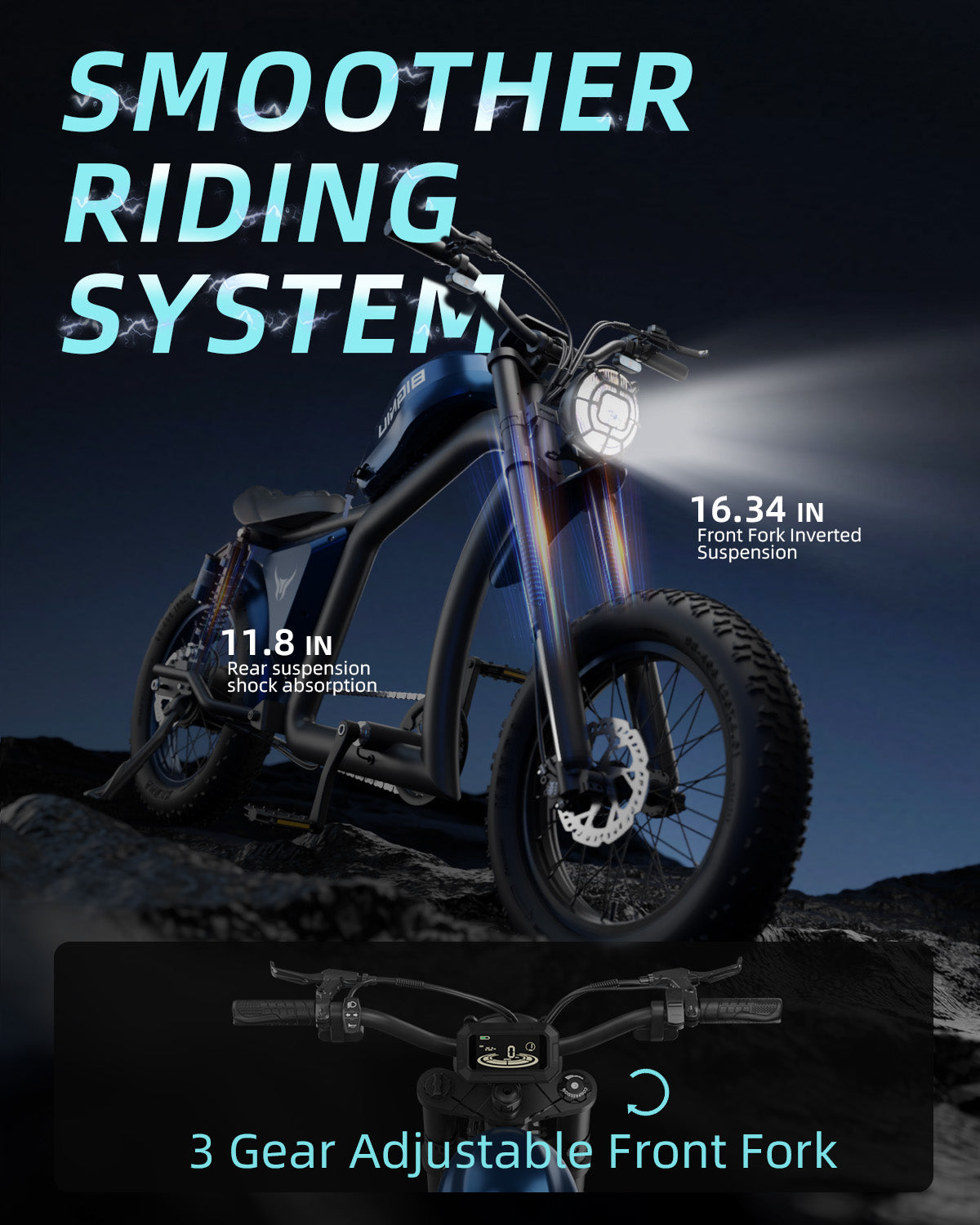 BIGNIU BG-X Electric Bike for Adults,740W Brushless Motor 48V/31.5Ah Up to 40 Miles E-Bike Front/Rear Turn Signal Dual Suspension Ebikes UL2849 Blue