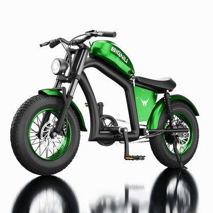 BIGNIU BGX Mini Electric Bike 500W Motor, 48V 13Ah Battery, Chopper Design, 4.0x16 Fat Tires, Aluminum Frame, Perfect for Teens and Adults