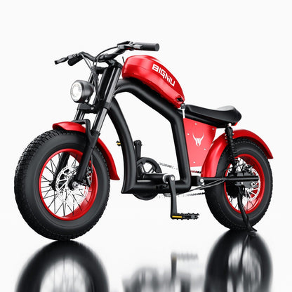 BIGNIU BGX Mini Electric Bike 500W Motor, 48V 13Ah Battery, Chopper Design, 4.0x16 Fat Tires, Aluminum Frame, Perfect for Teens and Adults