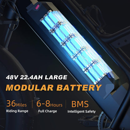 BIGNIU Electric Bike,2000W Dual Brushless Motor, 48V/22.4Ah Removeable Battery Ebike,Front/Rear Turn Signal,Rearview Mirror and 7 Gear Electric Bicycle