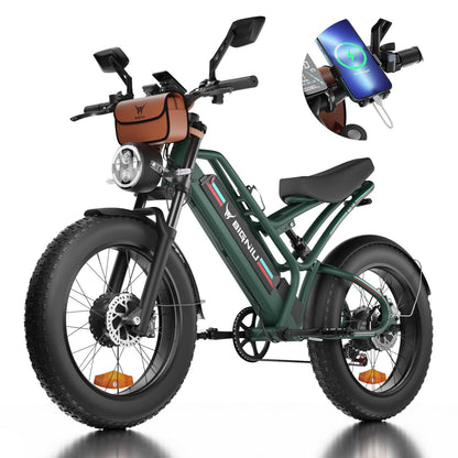 BIGNIU Electric Bike,2000W Dual Brushless Motor, 48V/22.4Ah Removeable Battery Ebike,Front/Rear Turn Signal,Rearview Mirror and 7 Gear Electric Bicycle