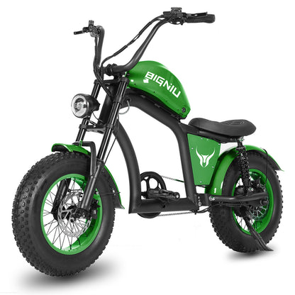 BIGNIU BGX Mini Electric Bike 500W Motor, 48V 13Ah Battery, Chopper Design, 4.0x16 Fat Tires, Aluminum Frame, Perfect for Teens and Adults