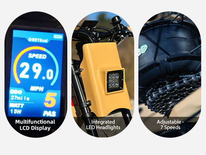 Attack 10 Electric Bike for Adults,Peak 1200W Brushless Motor Up to 68 Miles 30MPH Off Road Ebike Bike