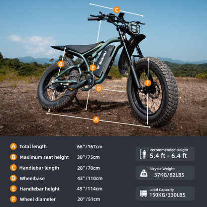 BG-S Electric Bike for Adults – 20"x4.5" Fat Tire, Peak 1200W Motor, 48V 15Ah Battery, 7-Speed, Dual Disc Brakes for Off-Road and City Riding