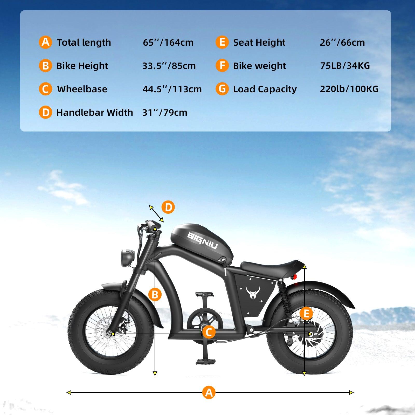 BIGNIU BGX Mini Electric Bike 500W Motor, 48V 13Ah Battery, Chopper Design, 4.0x16 Fat Tires, Aluminum Frame, Perfect for Teens and Adults