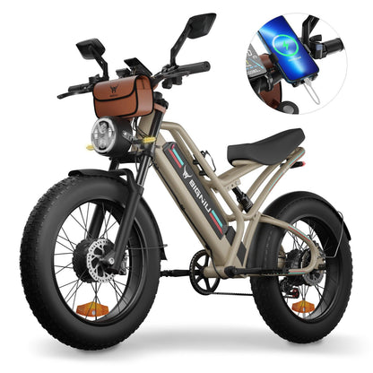 BIGNIU Electric Bike,2000W Dual Brushless Motor, 48V/22.4Ah Removeable Battery Ebike,Front/Rear Turn Signal,Rearview Mirror and 7 Gear Electric Bicycle